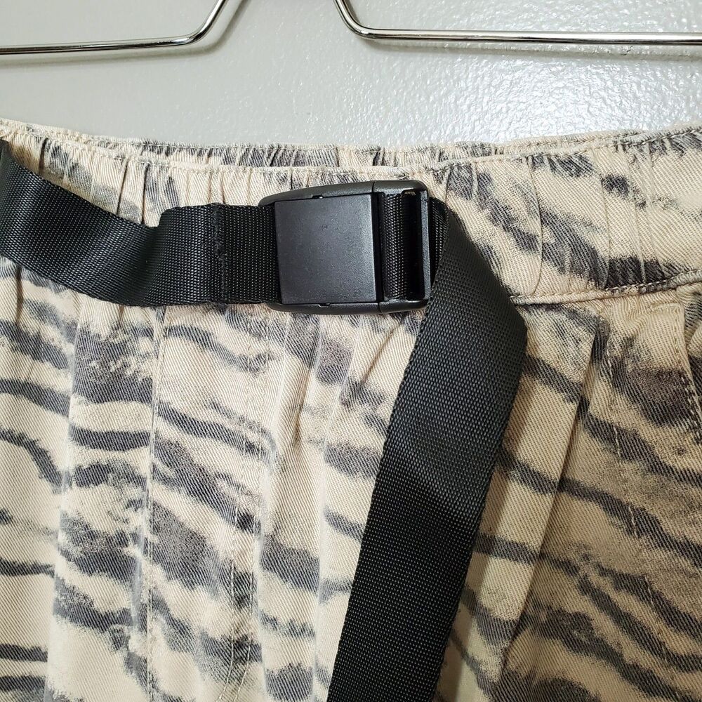 Pam & Gela Jogger Pants Womens Size Small Tiger Stripe Elastic Waist Cargo Brown - Picture 5 of 12